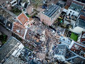 Damage After Explosion and Fire in Utrecht City Center - Netherlands