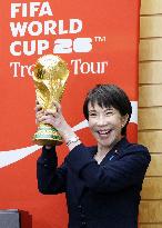 Japan PM Takaichi with FIFA trophy