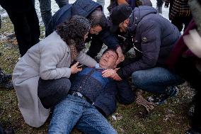 Kurds Protest Syrian Attacks - Turkey