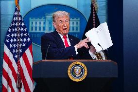 Trump Joins White House Briefing