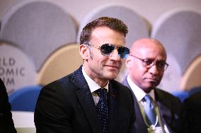 Macron and with leaders of AI companies at World Economic Forum annual meeting - Davos