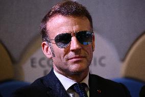 Macron and with leaders of AI companies at World Economic Forum annual meeting - Davos