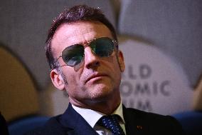 Macron and with leaders of AI companies at World Economic Forum annual meeting - Davos