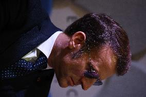 Macron and with leaders of AI companies at World Economic Forum annual meeting - Davos