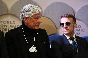 Macron and with leaders of AI companies at World Economic Forum annual meeting - Davos