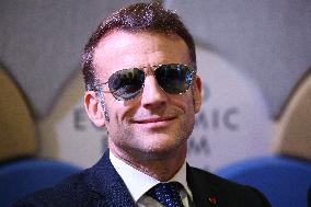 Macron and with leaders of AI companies at World Economic Forum annual meeting - Davos