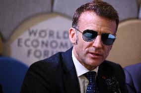 Macron and with leaders of AI companies at World Economic Forum annual meeting - Davos