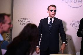 Macron and with leaders of AI companies at World Economic Forum annual meeting - Davos