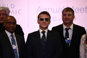 Macron and with leaders of AI companies at World Economic Forum annual meeting - Davos