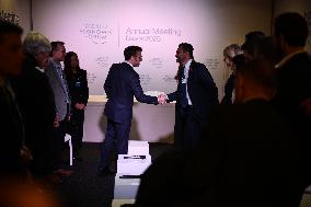 Macron and with leaders of AI companies at World Economic Forum annual meeting - Davos