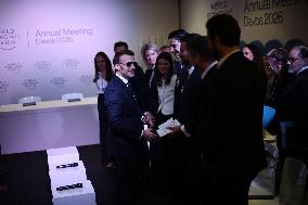 Macron and with leaders of AI companies at World Economic Forum annual meeting - Davos