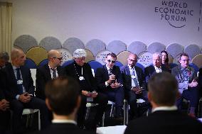 Macron and with leaders of AI companies at World Economic Forum annual meeting - Davos