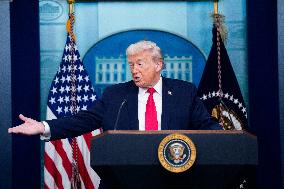 Trump Joins White House Briefing