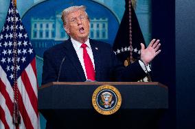 Trump Joins White House Briefing