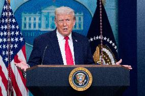 Trump Joins White House Briefing