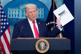 Trump Joins White House Briefing