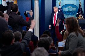 Trump Joins White House Briefing