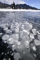 Frozen lake in northern Japan