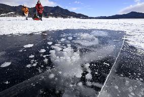 Frozen lake in northern Japan