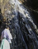 Frozen waterfall in western Japan
