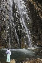 Frozen waterfall in western Japan