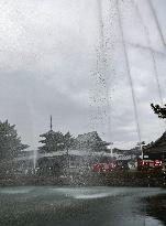 Fire drill at Horyu-ji temple