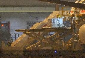 Twin giant pandas' arrival in China from Japan