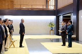 Emperor meets with awardees at Imperial Palace
