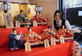 Traditional "hina" dolls featuring big names in Japan