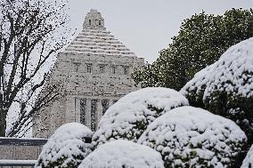 Snow-covered Tokyo