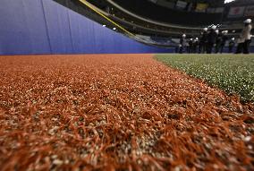 Biodegradable artificial turf at Vantelin Dome