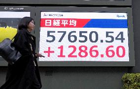 Nikkei stock index ends at record high