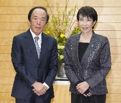 BOJ chief Ueda meets with PM Takaichi