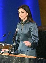 Actress Anne Hathaway addresses U.N. event