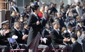 Japan defense chief attends troop inspection ceremony