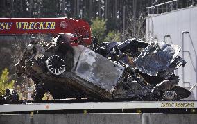 Multivehicle accident inside expressway tunnel in central Japan