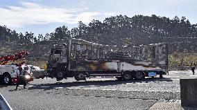 Multivehicle accident inside expressway tunnel in central Japan