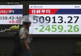 Tokyo stocks tumble