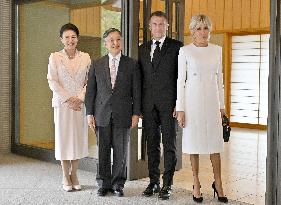 Japan emperor, empress meet with French President Macron, wife