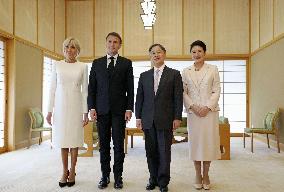 Japan emperor, empress meet with French President Macron, wife