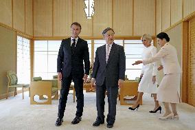 Japan emperor, empress meet with French President Macron, wife