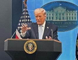 U.S. President Trump meets press