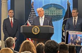 U.S. President Trump meets press