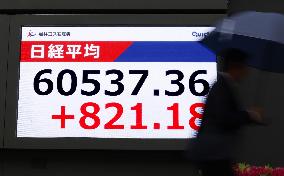 Nikkei ends above 60,000 for 1st time