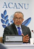 WHO chief at press conference