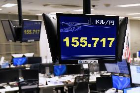 Dollar tumbles to 155 yen range
