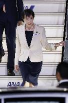 Japan PM Takaichi returns home