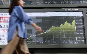 Nikkei ends at record high above 62,000