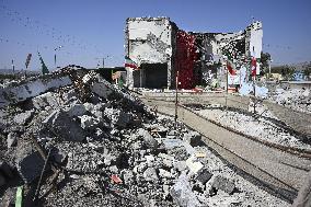 Destroyed elementary school building in Iran