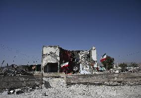 Destroyed elementary school building in Iran